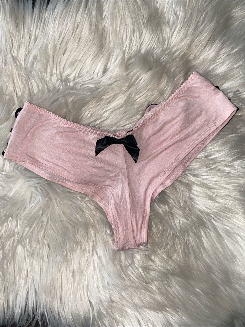 Victoria’s Secret Pink Bikini Brief with Black Bow Accent cheeky bloomers